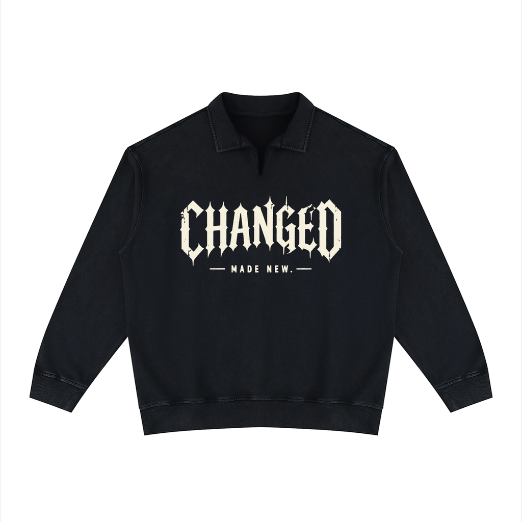 CHANGED Unisex Vintage Wash Collared Sweatshirt